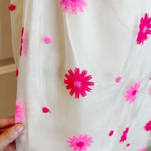 Lorrie Deb Vintage Dress Floral Embroidered White and Pink Size Small VTG 11 - Picture 16 of 16